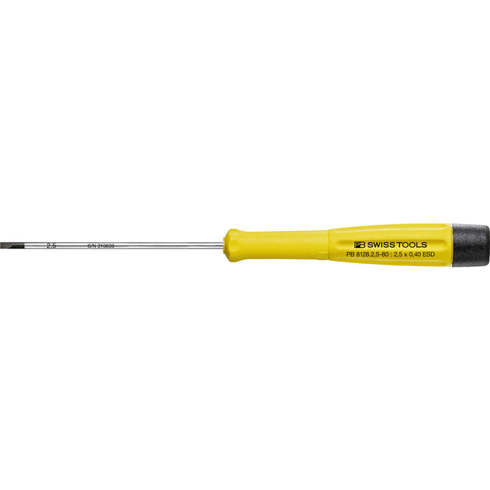 PB Swiss 8128 ESD Electronics Slotted Screwdriver 2.5 x 80mm