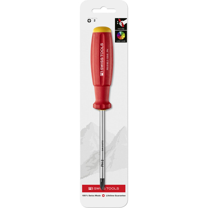 PB Swiss 8190 SwissGrip Phillips Cross Screwdriver PH2 x 100mm in Skin Pack