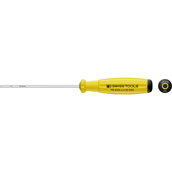 PB Swiss 8205 ESD SwissGrip Hexagon Screwdriver 2.5 x 90mm