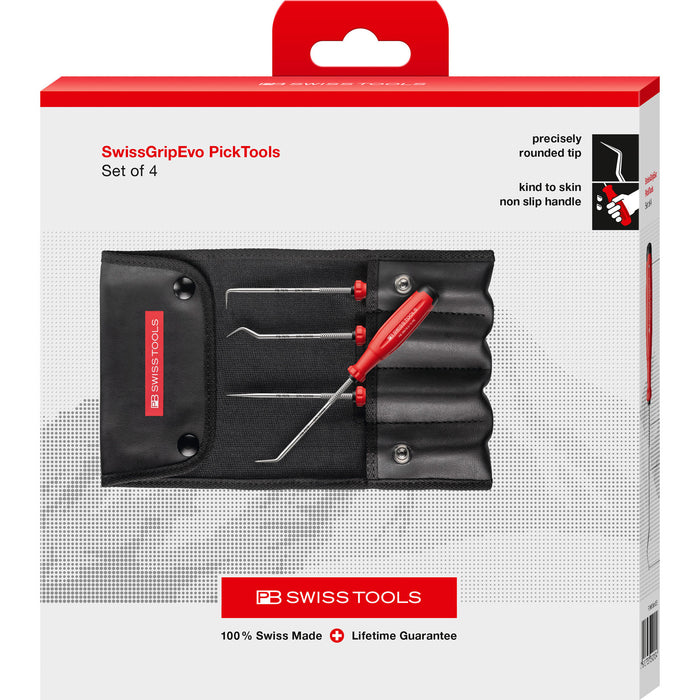 PB Swiss 38681.CBB Pick Tool Set with SwissGrip Evo Handles in Box, 4 Pce