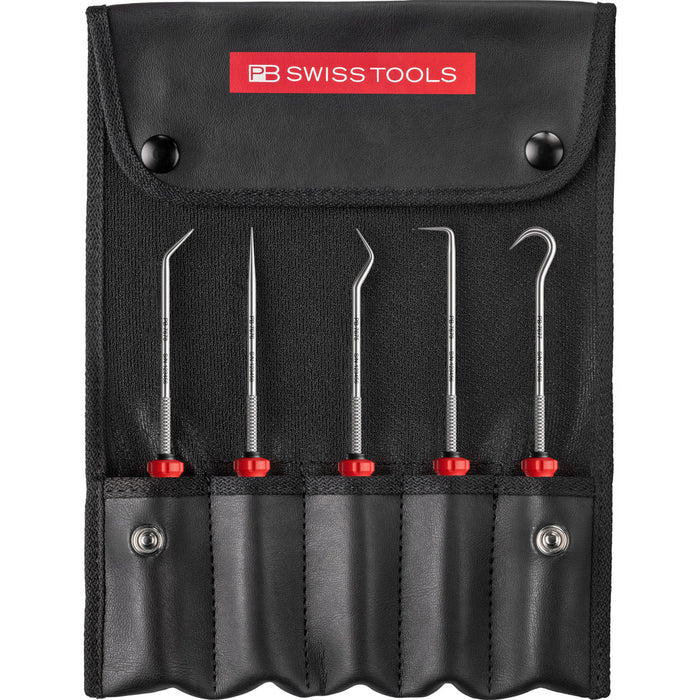 PB Swiss 38685 PickTool Set with SwissGrip Evo Handles in Imitation Leather Case, 5 Pce