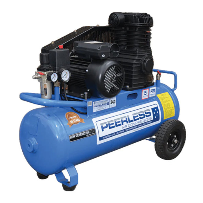 Peerless 00008 P20 High Flow Single Phase Air Compressor Belt Drive 15Amp 3.5HP 340LPM