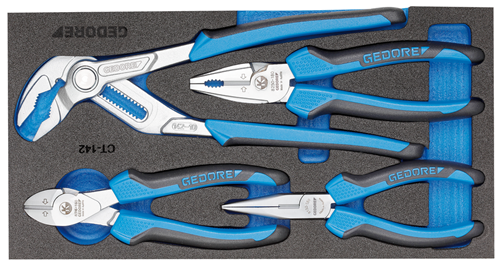 Gedore Plier Assortment in Check-Tool Insert, 4 Pce