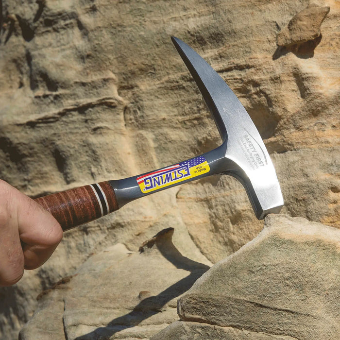 Estwing 22 Oz Solid Steel Rock Pick With Pointed Tip And Leather Grip