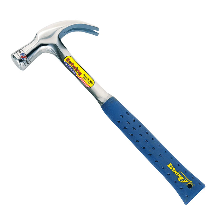 Estwing 24 oz Solid Steel English Pattern Claw Hammer Blue Nylon Vinyl Shock Reduction Grip