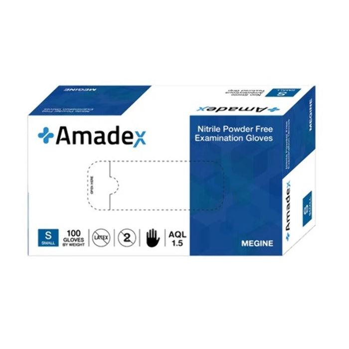 Amadex Nitrile Powder Free Examination Gloves Box of 100, Large