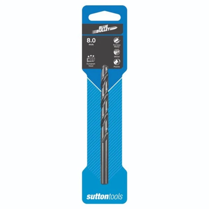 Sutton Drill D129 8.0mm Jobber Blue Bullet Din338 HSS Carded D1290800