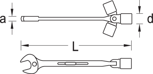 Gedore Combination Swivel Head Open-End Socket Wrench UD Profile 13mm