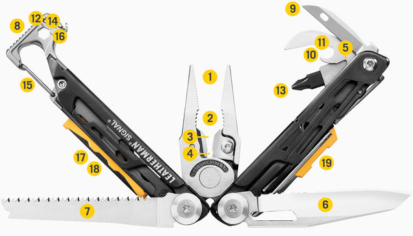 Leatherman 19 Tool Signal Camping Multi-Tool with Firestarter & Nylon Sheath Aqua & Silver