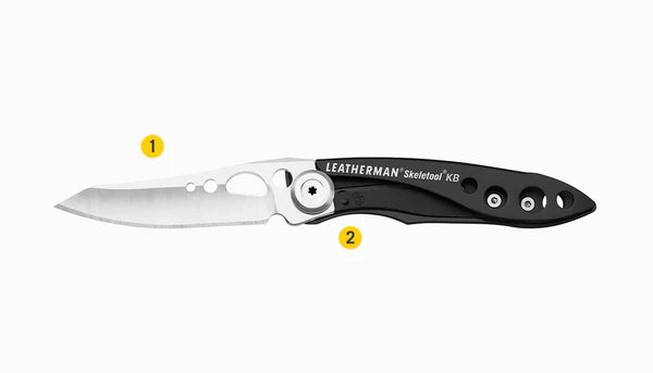 Leatherman Skeletool KB Folding Pocket Knife with Clip 420HC S/S Blade Onyx