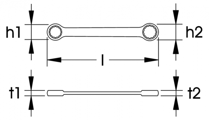 Elora Double-Ended Ring Spanner straight DIN 837 120-14x15mm