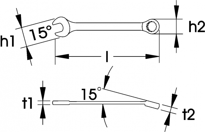 Elora Combination Spanner DIN 3113 Form A 203-23mm