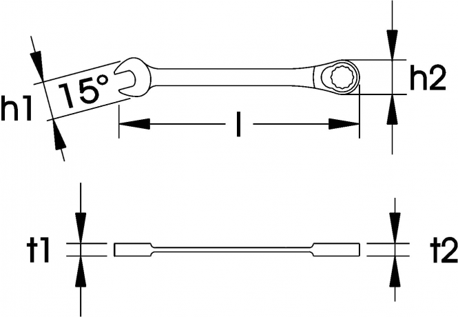 Elora Combination Spanner with Ring Ratchet 204A-7/16in