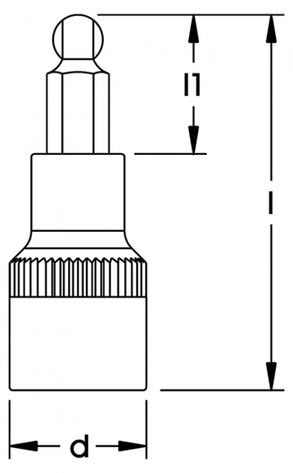 Elora Screwdriver Socket 1/2in inside hexagon with ball end 3210-KUL 7