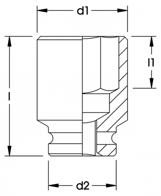 Elora Impact Socket 1in hexagon 792-21mm
