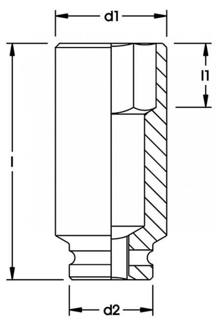 Elora Impact Socket 1in Extra Deep hexagon 792LT-50mm