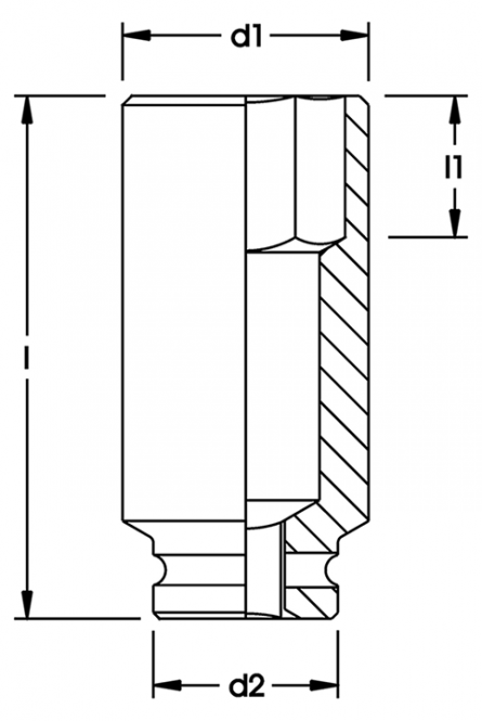 Elora Impact Socket 1/2in thin walled hexagon 790DW-17mm