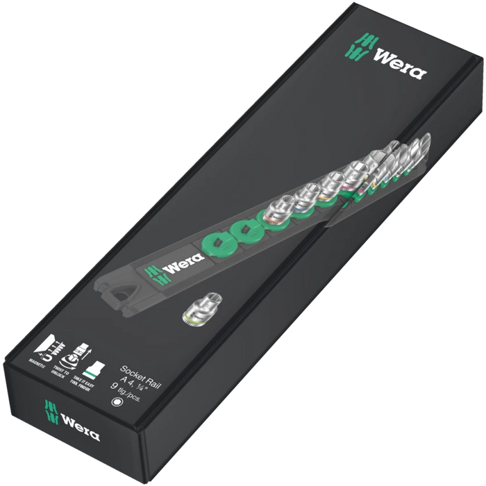 Wera Magnetic Socket Rail A 4 Zyklop Socket Set 1/4
