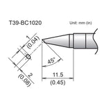 Hakko T39 Soldering Tip/Shape-BC Hor:1mm Vrt:2mm For FX971