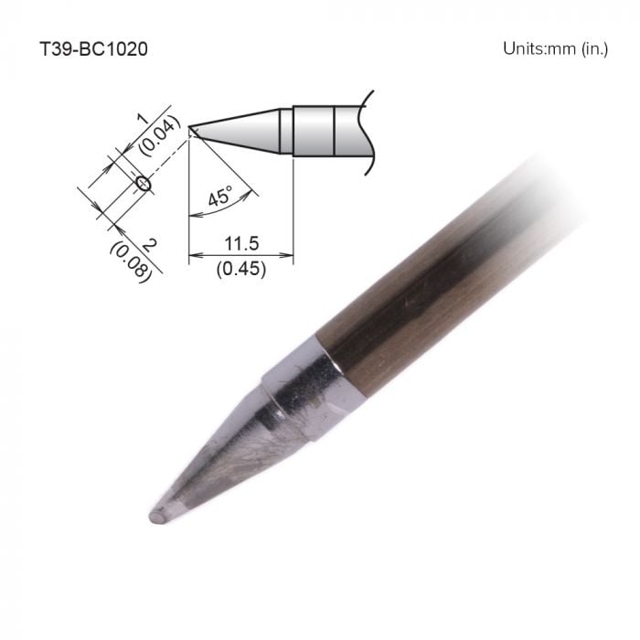 Hakko T39 Soldering Tip/Shape-BC Hor:1mm Vrt:2mm For FX971