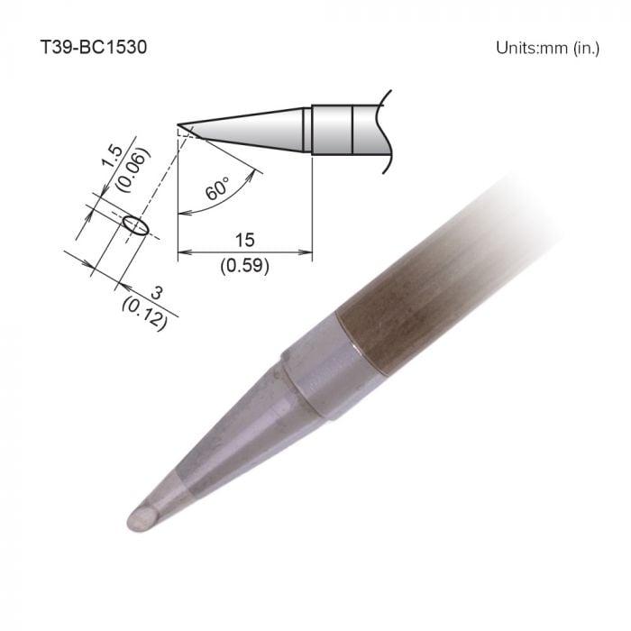 Hakko T39 Soldering Tip/Shape-BC Hor:1.5mm Vrt:3mm For FX971