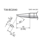 Hakko T39 Soldering Tip/Shape-BC Hor:2mm Vrt:4mm For FX971