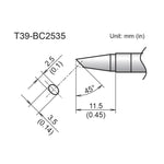 Hakko T39 Soldering Tip/Shape-BC Hor:2.5mm Vrt:3.5mm For FX971