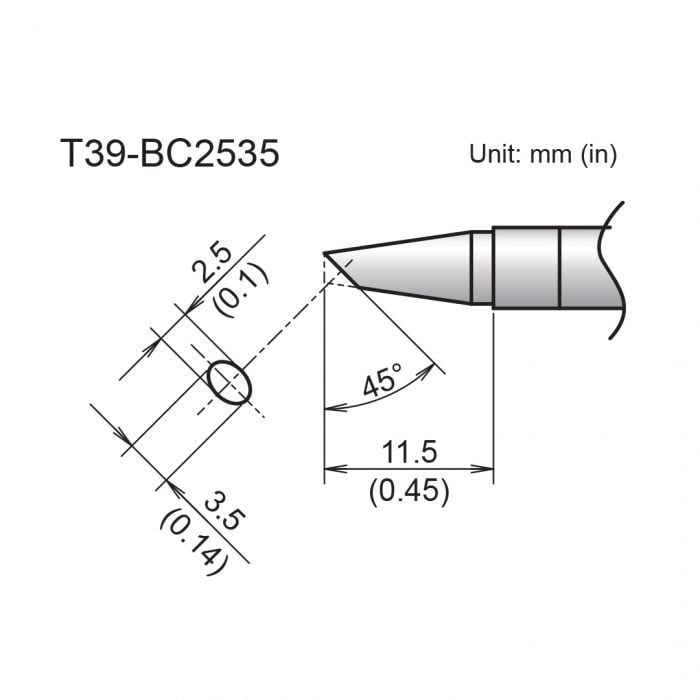 Hakko T39 Soldering Tip/Shape-BC Hor:2.5mm Vrt:3.5mm For FX971