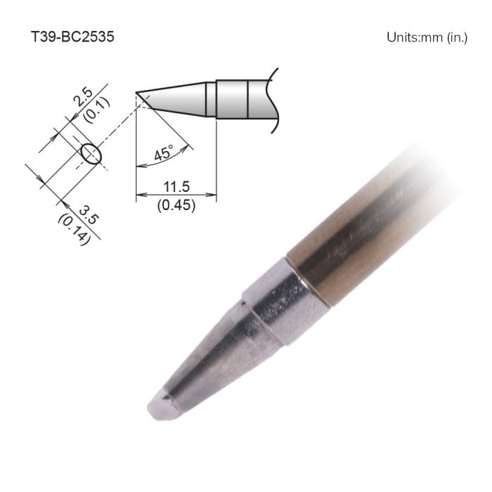 Hakko T39 Soldering Tip/Shape-BC Hor:2.5mm Vrt:3.5mm For FX971