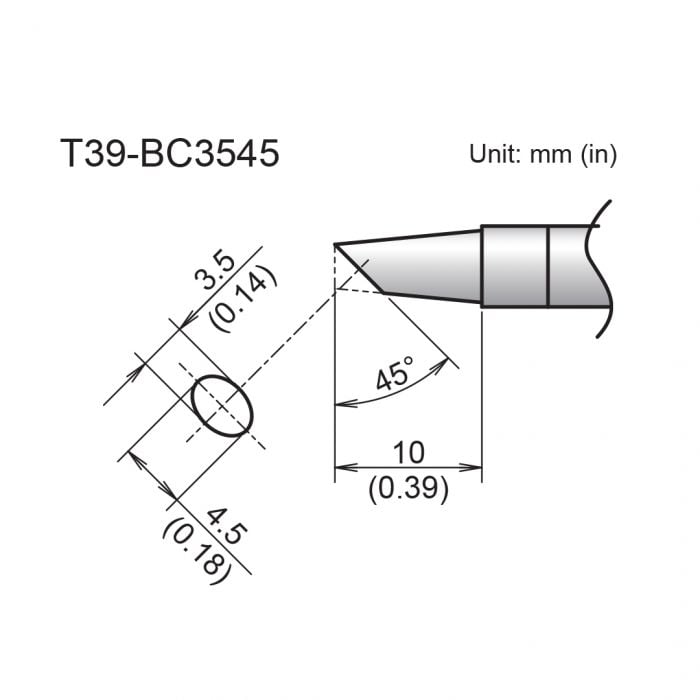 Hakko T39 Soldering Tip/Shape-BC Hor:3.5mm Vrt:4.5mm For FX971