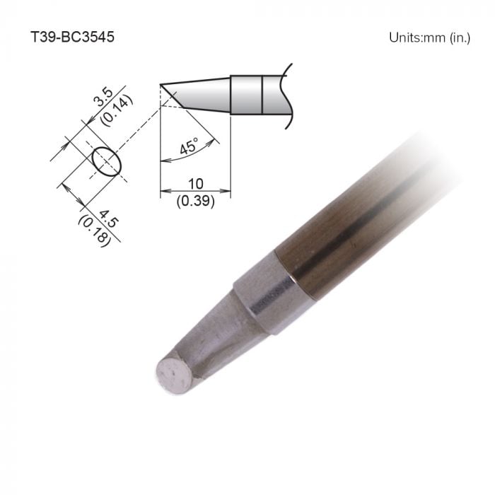Hakko T39 Soldering Tip/Shape-BC Hor:3.5mm Vrt:4.5mm For FX971