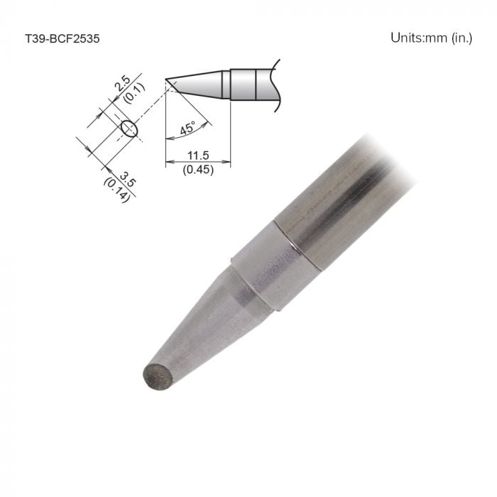 Hakko T39 Soldering Tip/Shape-BC Hor:2.5mm Vrt:3.5mm Tinned Surface Only For FX971