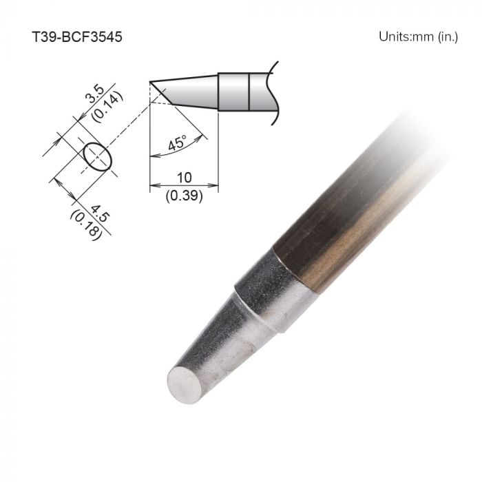 Hakko T39 Soldering Tip/Shape-BC Hor:3.5mm Vrt:4.5mm Tinned Surface Only For FX971