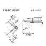 Hakko T39 Soldering Tip/Shape-BC Hor:2.5mm Vrt:3.5mm W/Indent For FX971