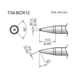 Hakko T39 Soldering Tip/Shape-1.2BC W/V-Groove For FX971
