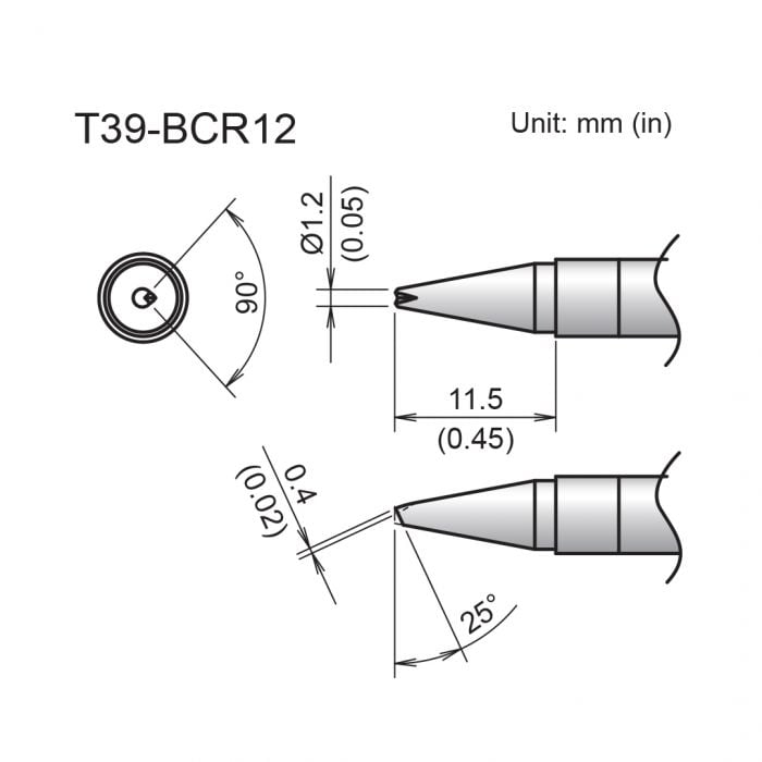Hakko T39 Soldering Tip/Shape-1.2BC W/V-Groove For FX971