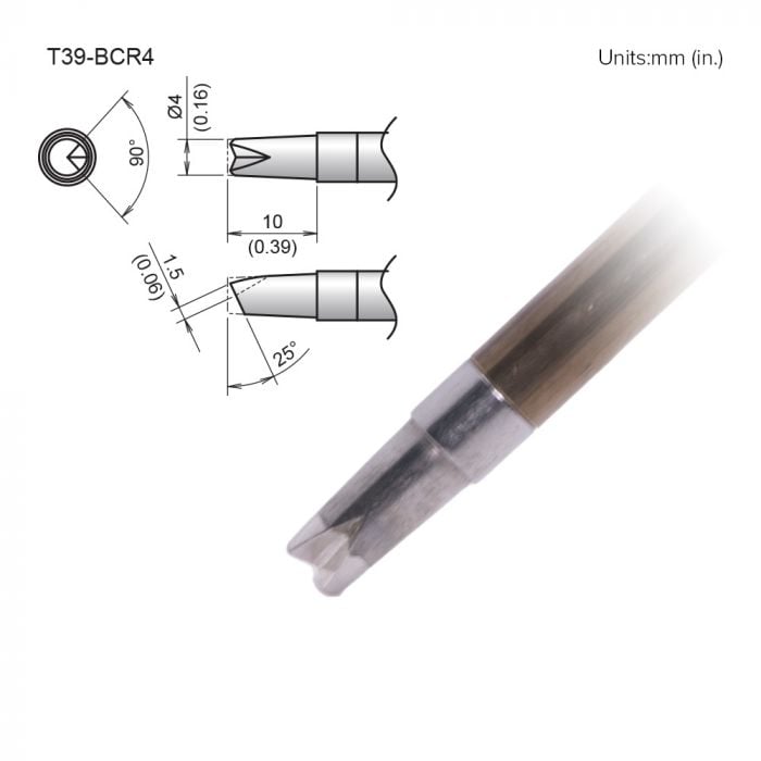 Hakko T39 Soldering Tip/Shape-4BC W/V-Groove For FX971