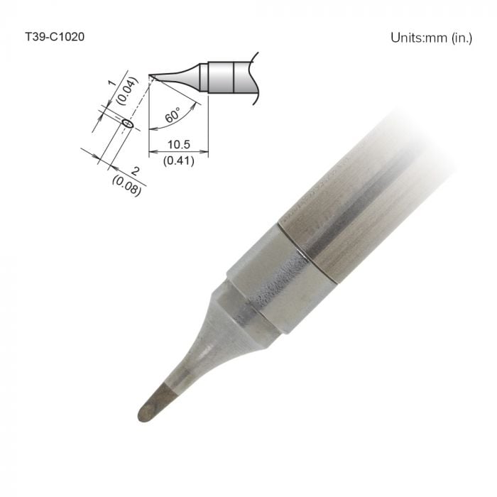 Hakko T39 Soldering Tip/Shape-C Hor:1mm Vrt:2mm For FX971