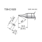 Hakko T39 Soldering Tip/Shape-C Hor:1mm Vrt:2.5mm For FX971