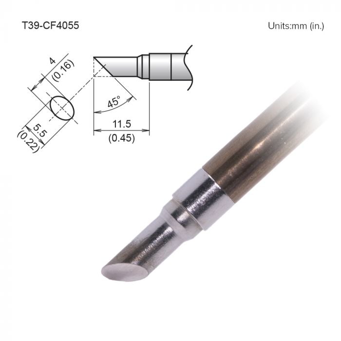 Hakko T39 Soldering Tip/Shape-C Hor:4mm Vrt:5.5mm Tinned Surface Only For FX971