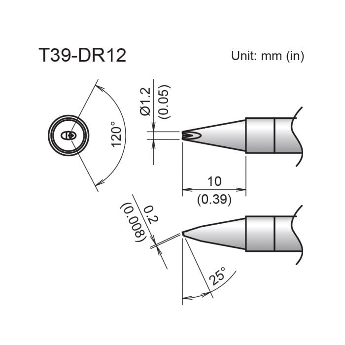 Hakko T39 Soldering Tip/Shape-1.2D W/V-Groove For FX971
