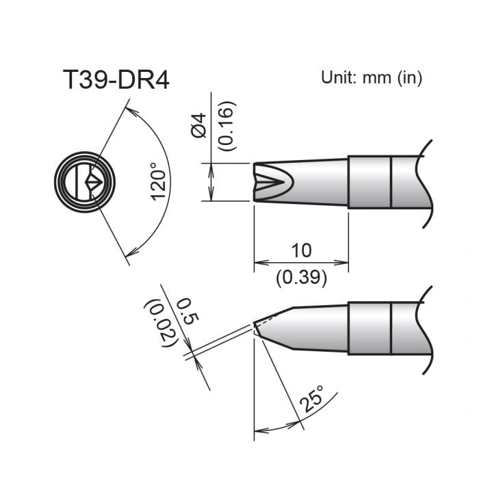 Hakko T39 Soldering Tip/Shape-4D W/V-Groove For FX971