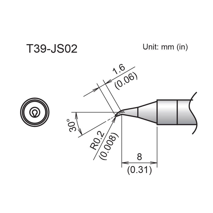 Hakko T39 Soldering Tip Shape 0.2JS for FX971