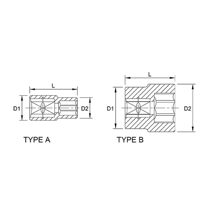 Toptul 6 Point CR-V Socket 1/2in Dr. x 13mm x 38mm