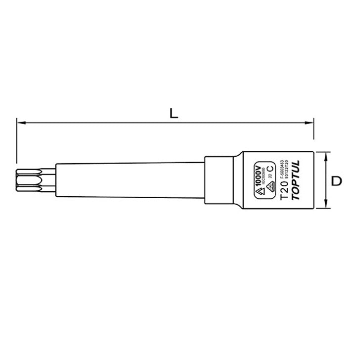 Toptul VDE Torx Bit Socket 3/8in Dr. x TX25