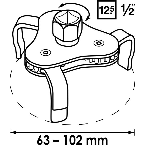 Vigor Oil Filter Claw Wrench V1281 Square