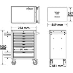 Vigor 376 Pieces Tool trolley Series L with assortment V1901/376