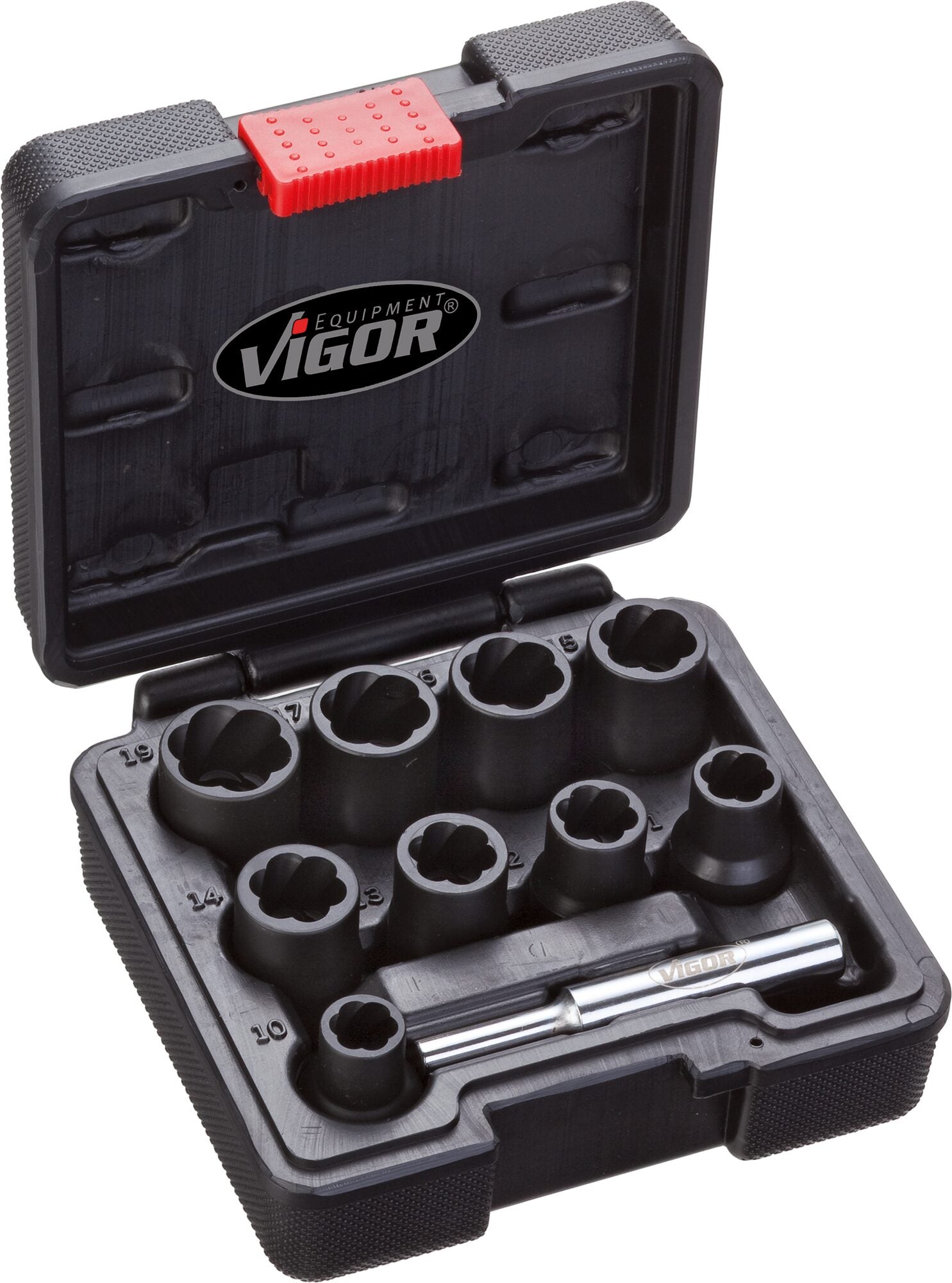 Vigor 10 Pce 1/2in Drive Extractor Socket Set with Spiral Profile V2404
