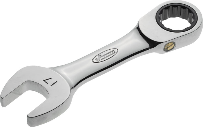 Vigor 17mm Ratcheting Combination Wrench Short 12 Point Profile V2831
