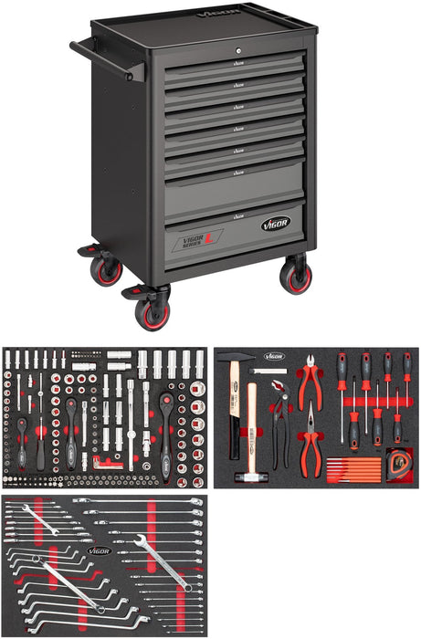 Vigor 248 Pce Tool Trolley Series L with Assortment V4219